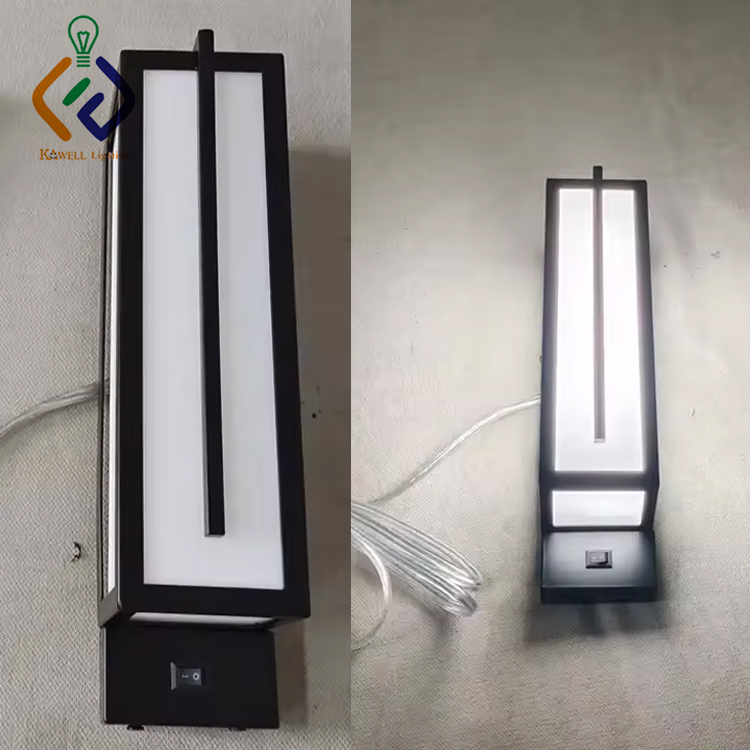 Motel 6 Gemini Matte Black Finish Headboard Light Acrylic Wall Sconce Led Indoor Room Wall Lamp for Hotel Living Room