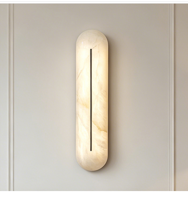Modern French-style Three-color Variable Light Copper Body Luxury Living Room Entryway Wall Sconce Natural Marble LED Wall Lamp