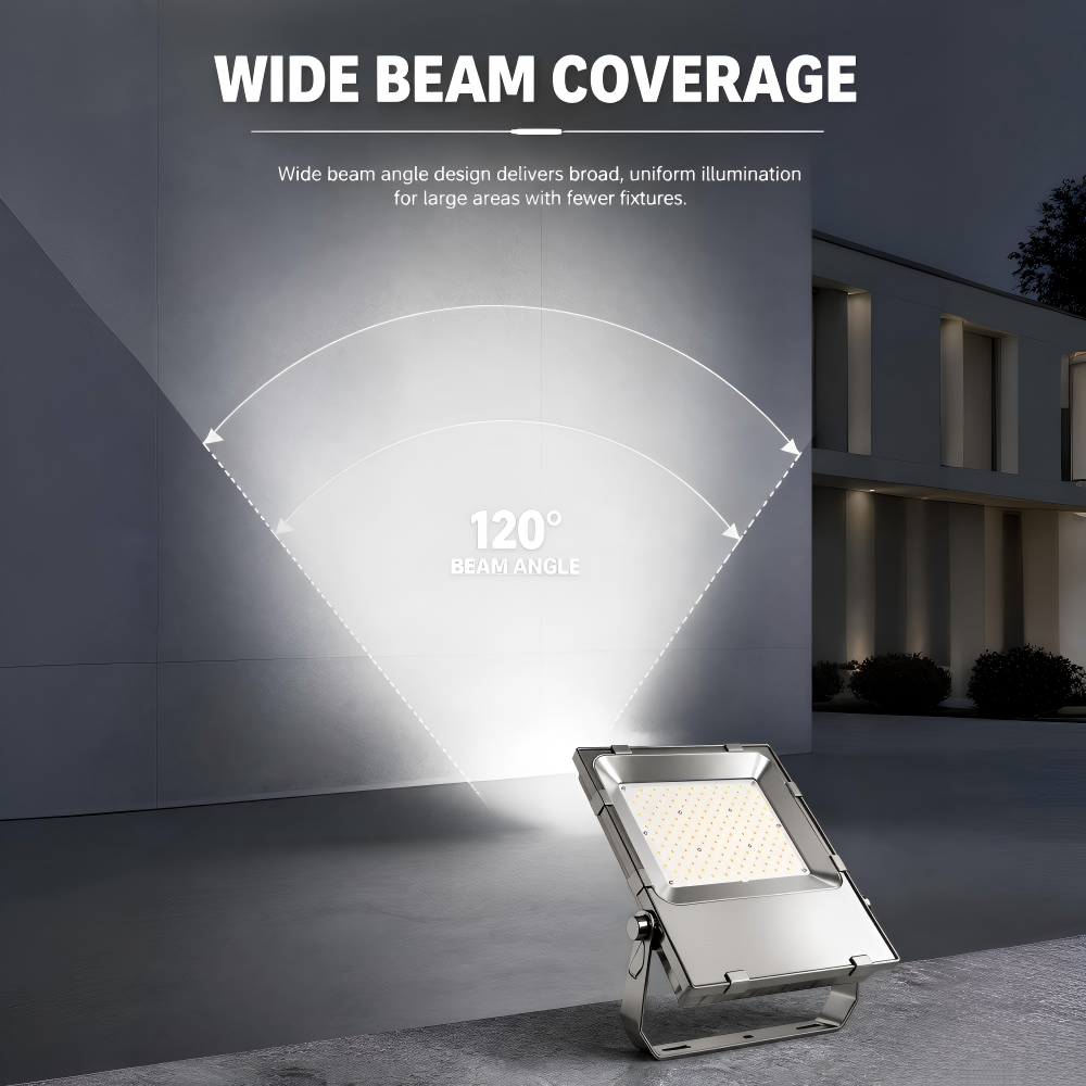 Industrial LED Flood Light 100W 3000K-6500K Selectable High Brightness IP65 5-Year Warranty Adjustable Beam Angle for Warehouse