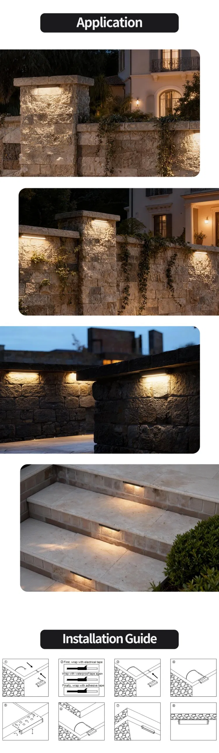 Outdoor 12V Paver Step Retaining Wall Lights LED Hardscape Landscape Light