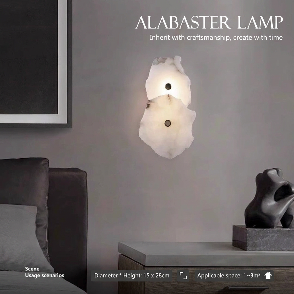 Luxury Designer LED Natural Marble Metal Wall Lamps Modern Dimmable Warm White Minimalist Living Room