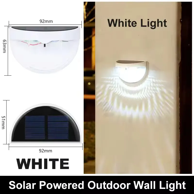 Solar LED Wall Light, Waterproof Outdoor Deck Step Lamp for Garden Fence Yard Decoration