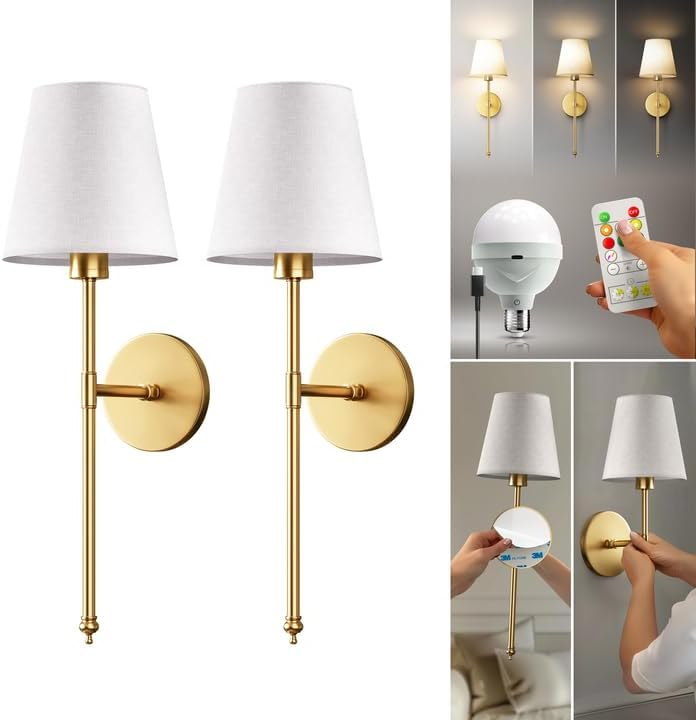 Home Decor Nordic Battery Operated Peel Stick Patented Rechargeable Scone Led Wall Light Sconces Wireless Wall Lamp 3M Sticker