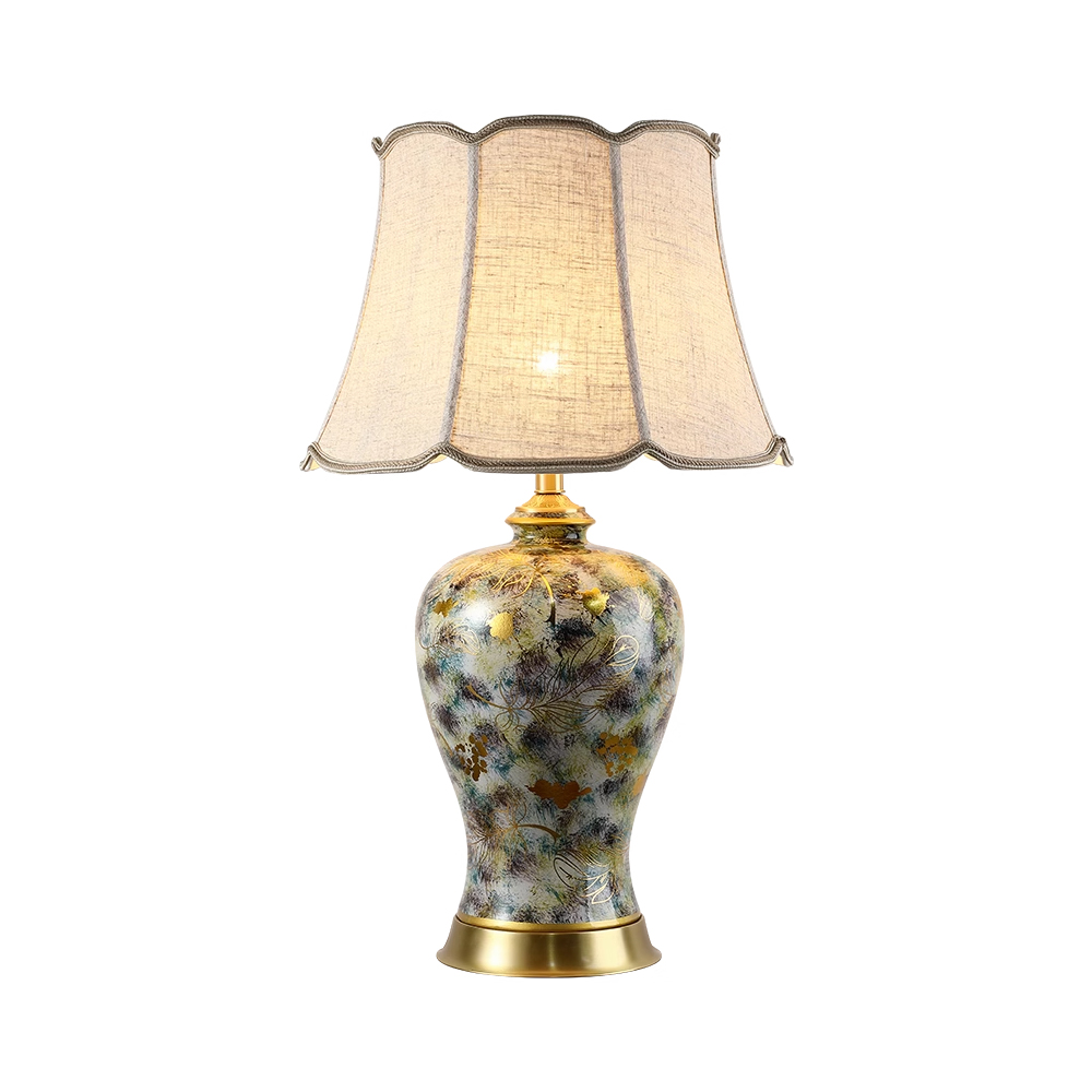 Vintage Ceramic Table Lamp with Fabric Shade for Bedroom Living Room Hotel Decor Classic Desk Lamp