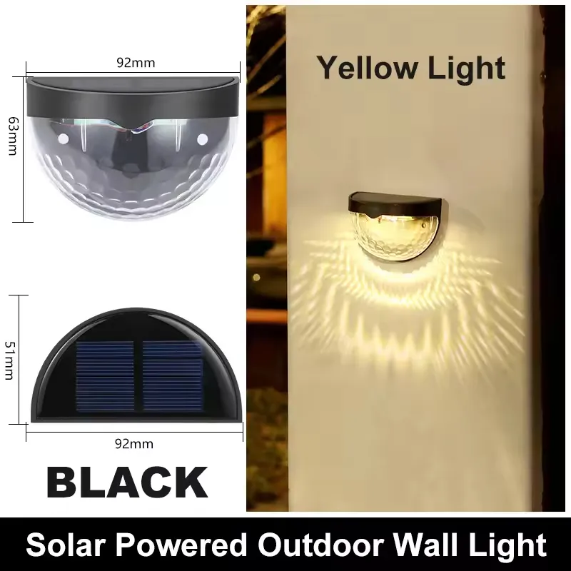 Solar LED Wall Light, Waterproof Outdoor Deck Step Lamp for Garden Fence Yard Decoration