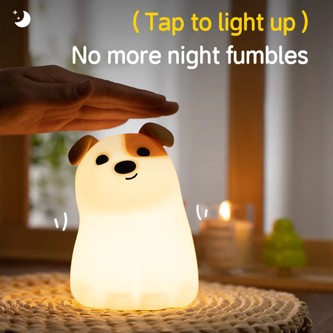 Customized Silicone Lamp Children Colorful Bedside Sleeping Cartoon Animal Puppy Night Light