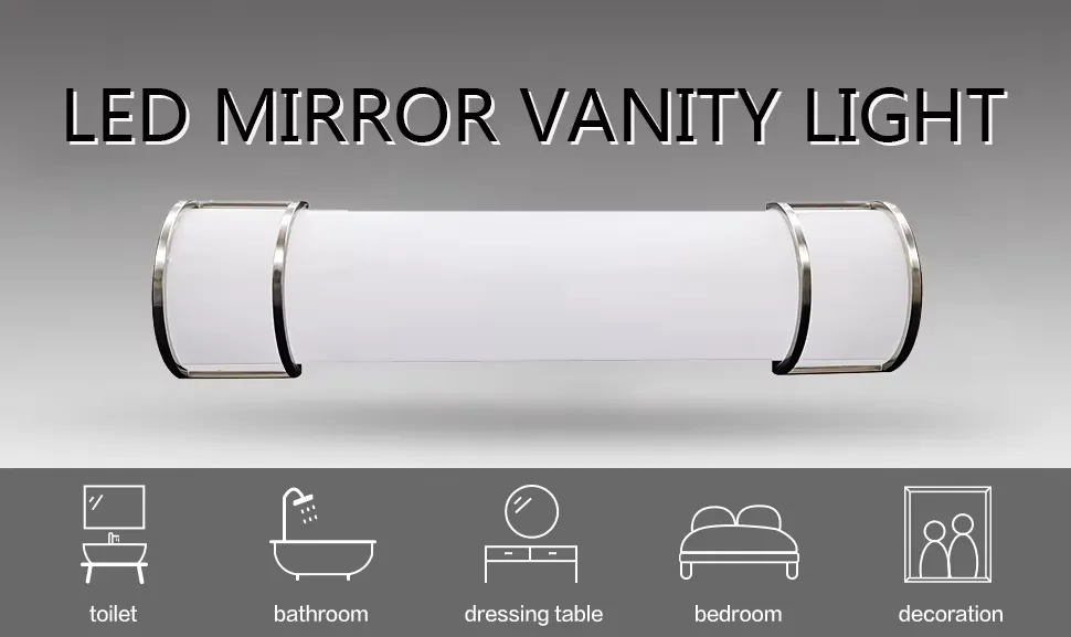 Best Selling Brushed Nickel Color 24inch 36inch 48inch 3CCT Select Bathroom LED Vanity Light