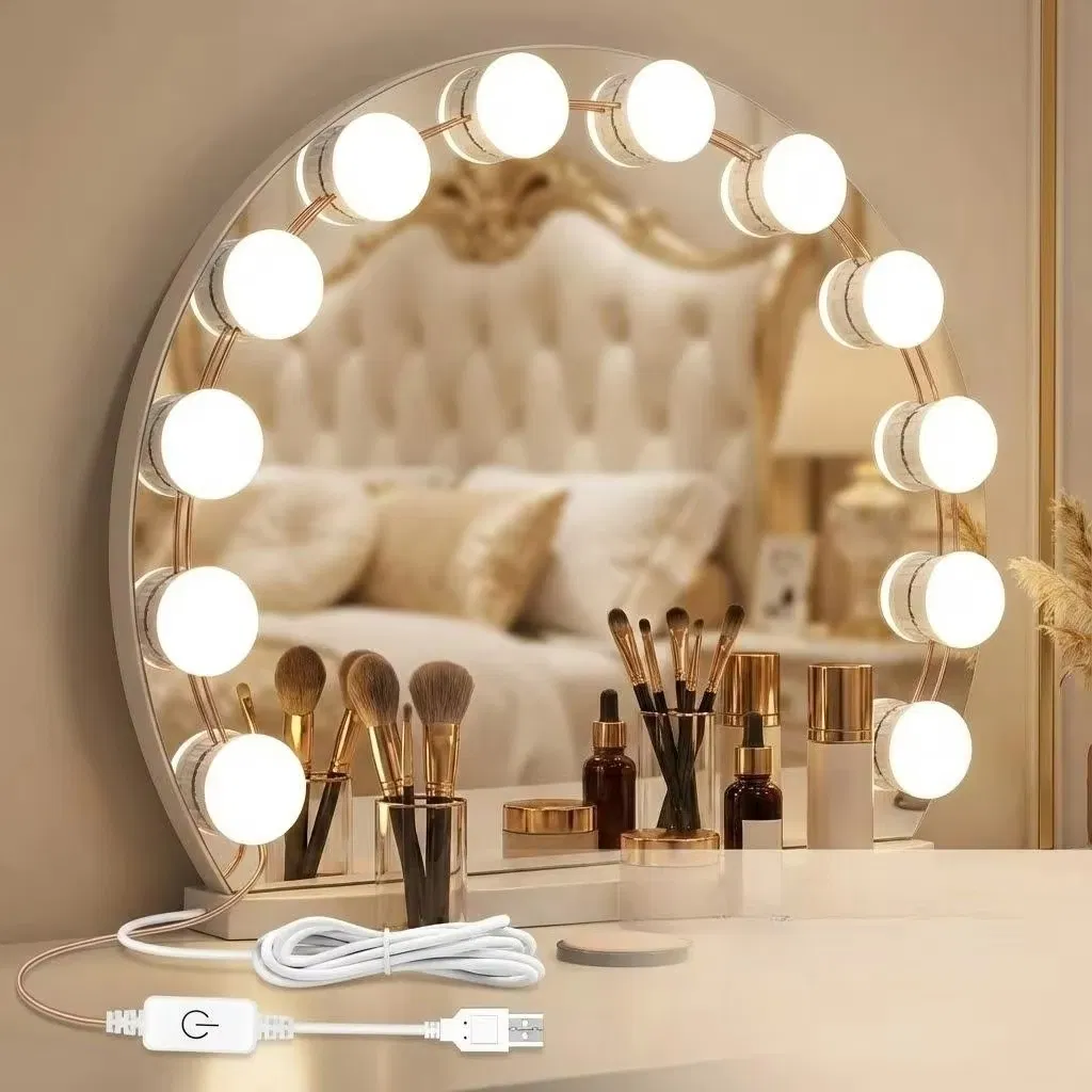 LED Vanity Lights Eye Protection 5V USB Rechargeable Makeup Mirror Light Touch Switch Wall Dressing Table Desk Lamp