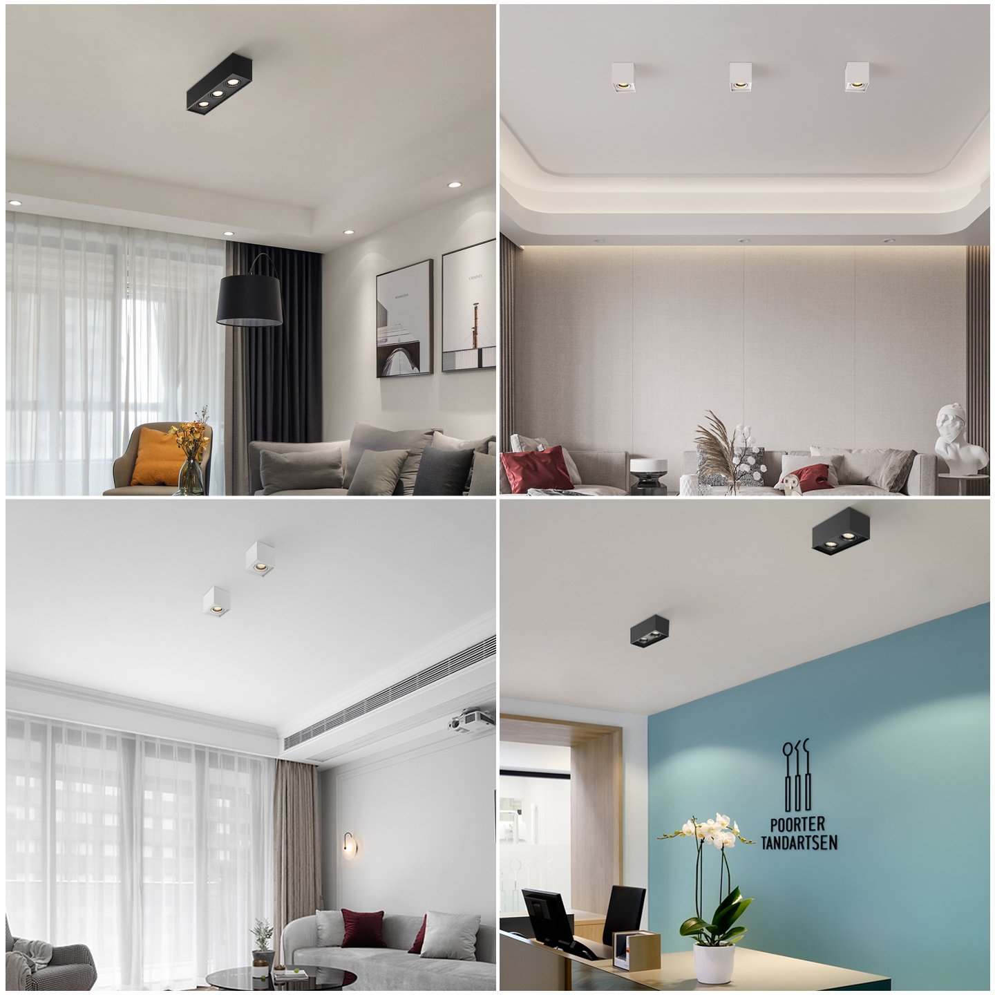 Modern 30W LED Spotlight Anti-Glare Square 24&deg;Spot Light Fixtures Surface Mounted MR16 Base Aluminum Lamp Body for Indoor Use