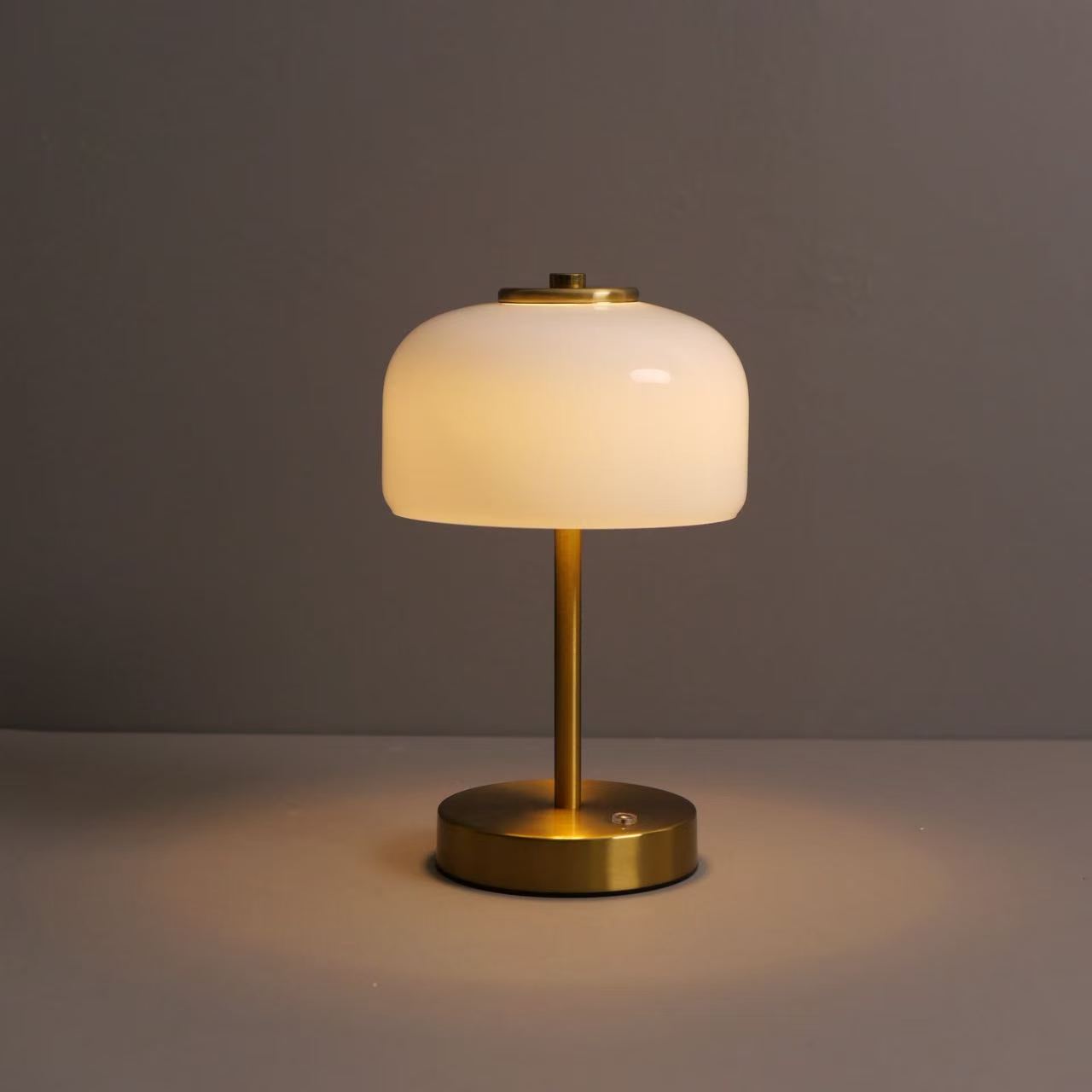 Ironware Mushroom Night Light Touch-Charging Cordless Battery Powered LED Adjustable Desk Lamp Modern Design Bedroom Decoration