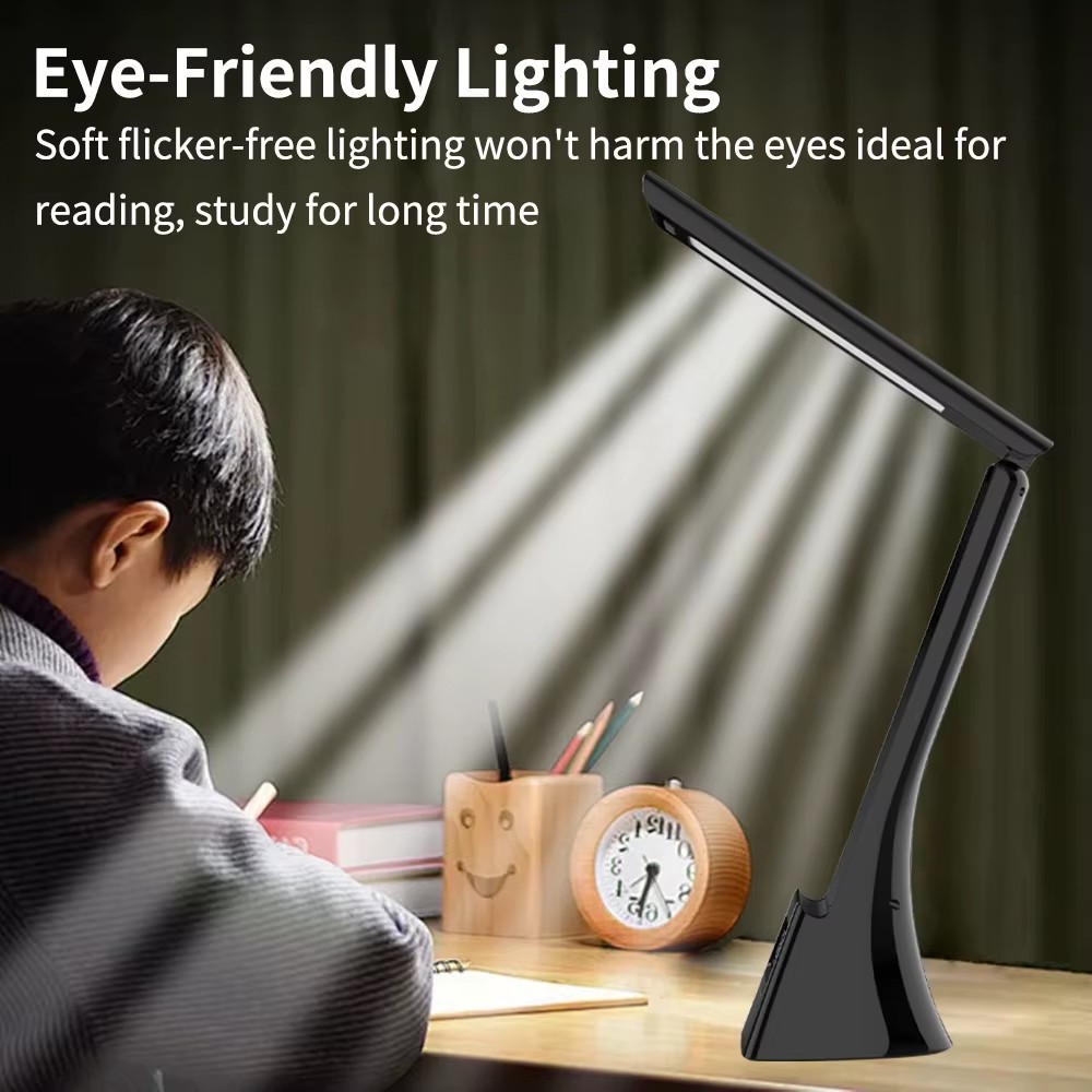 Foldable Study Table LED Desk Lamps With Wireless Charger Night Light Digital Alarm Clock for Bedroom LED Reading Lamp