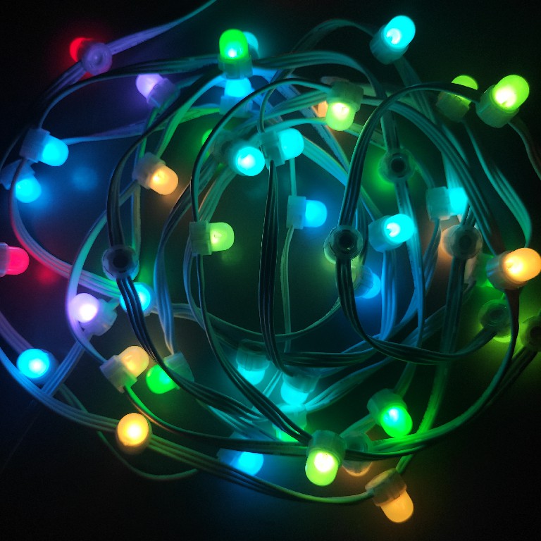 12mm Diameter DC12V 0.15W 50pcs/string IP67 Waterproof RGB LED Pixel String Light for House Garden Decoration