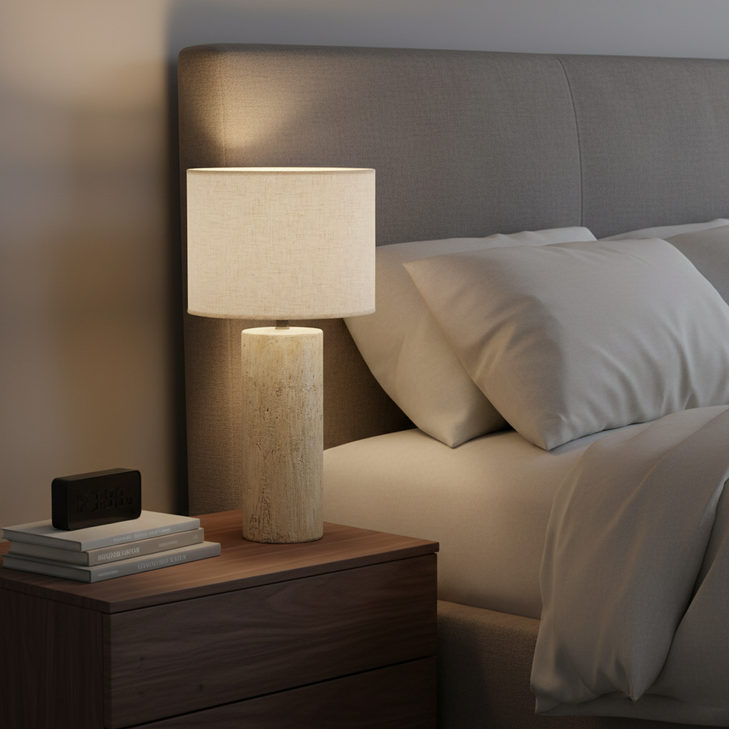 Modern Simple Marble LED Desk Lamp for Indoor Home Decor Elegant Bedside Reading Light Eco-Friendly Bedroom Hotel Restaurant