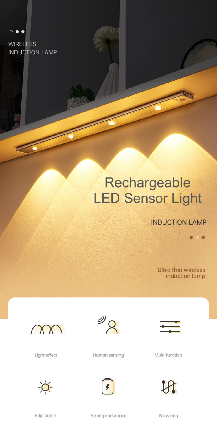 Magnetic Easy Installation Rechargeable Wireless LED Induction Lamp Feature 1