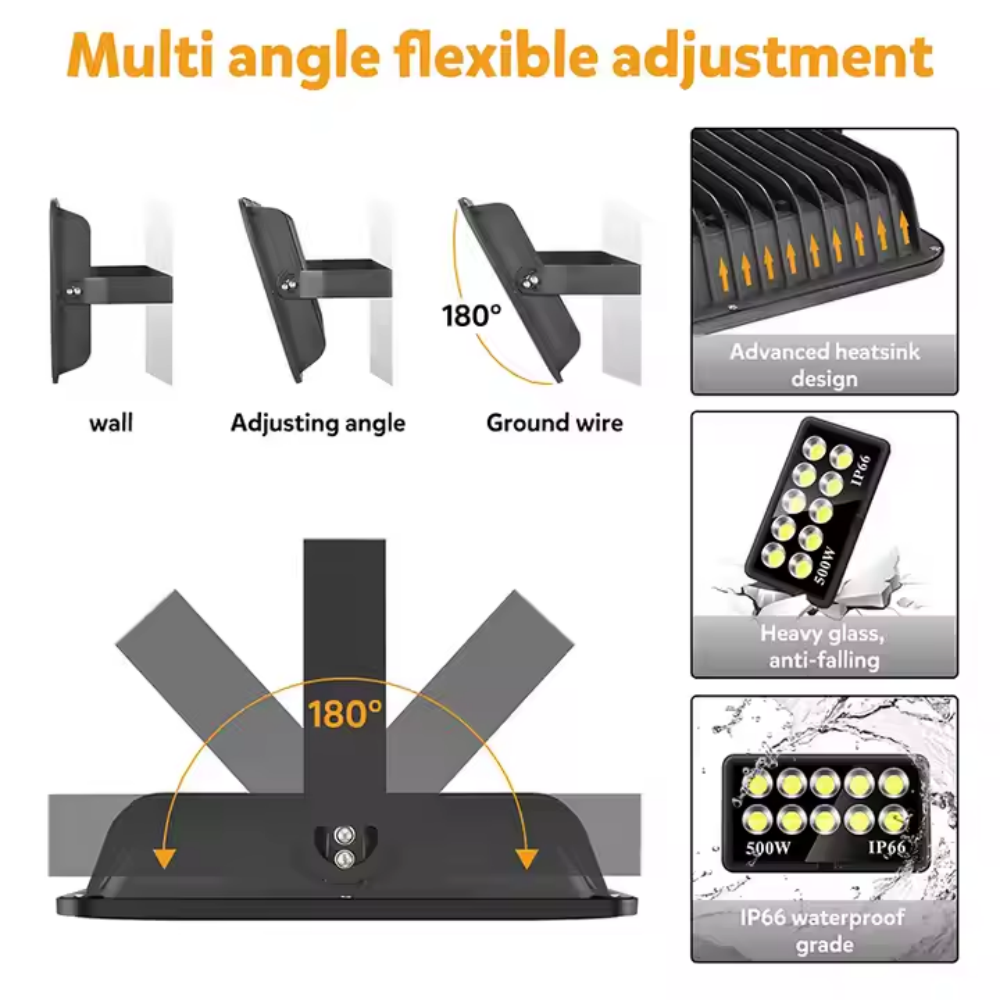 High Power LED Flood Light IP66 Waterproof 300W 400W 500W 600W COB LED Spotlight For Outdoor Lighting