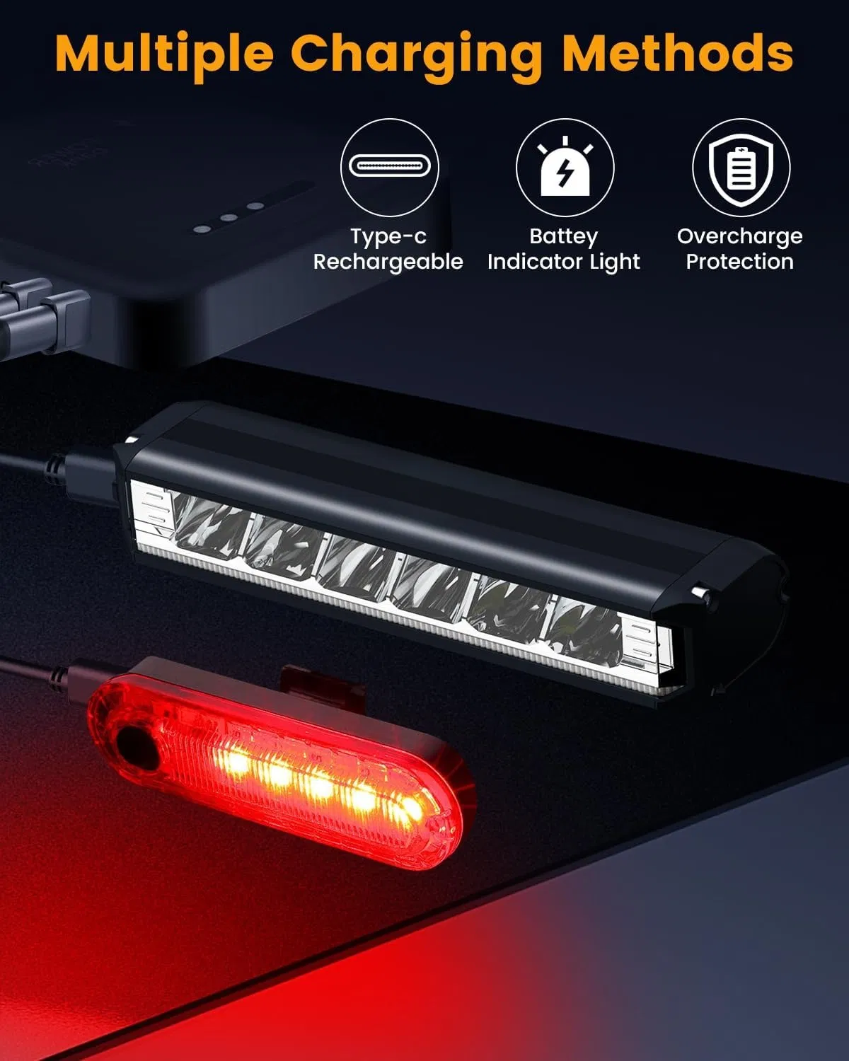 Best Bright Bike Light for Night Riding, USB-C Rechargeable Bicycle Light, Bicycle Headlight Set, Daytime Running Light, Waterproof Bike Headlight Taillight for