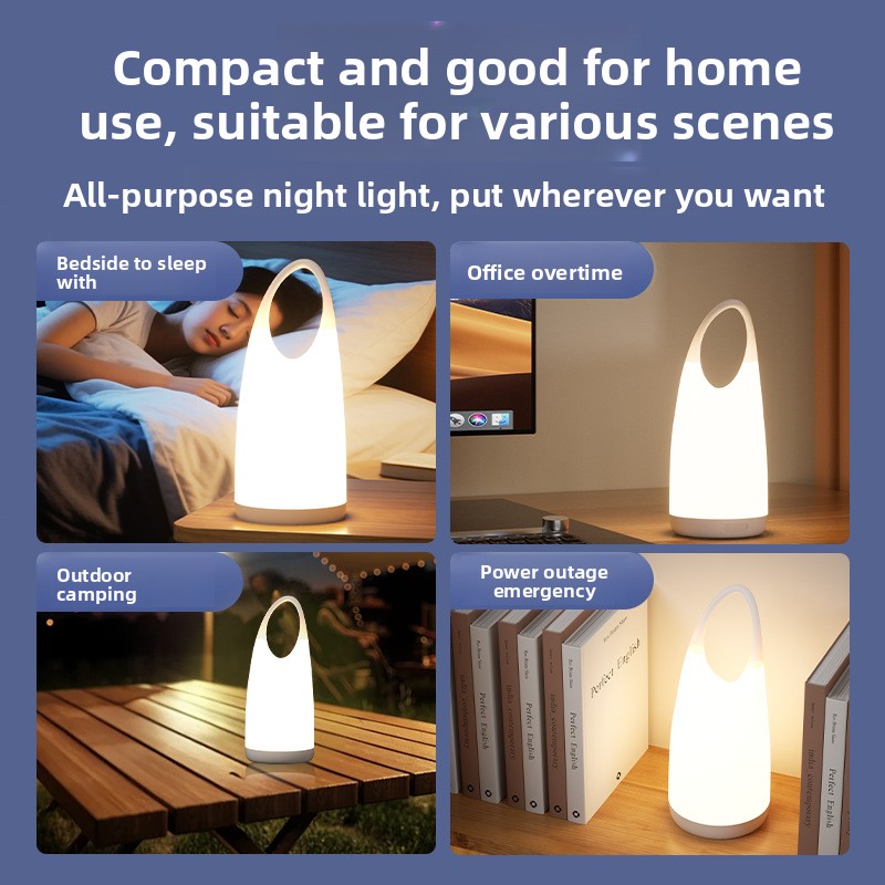 High-End Modern Rechargeable LED Warm White Touch-Type Plastic Portable Bedside Lamp Night Light Moon Atmosphere Mini Bedroom