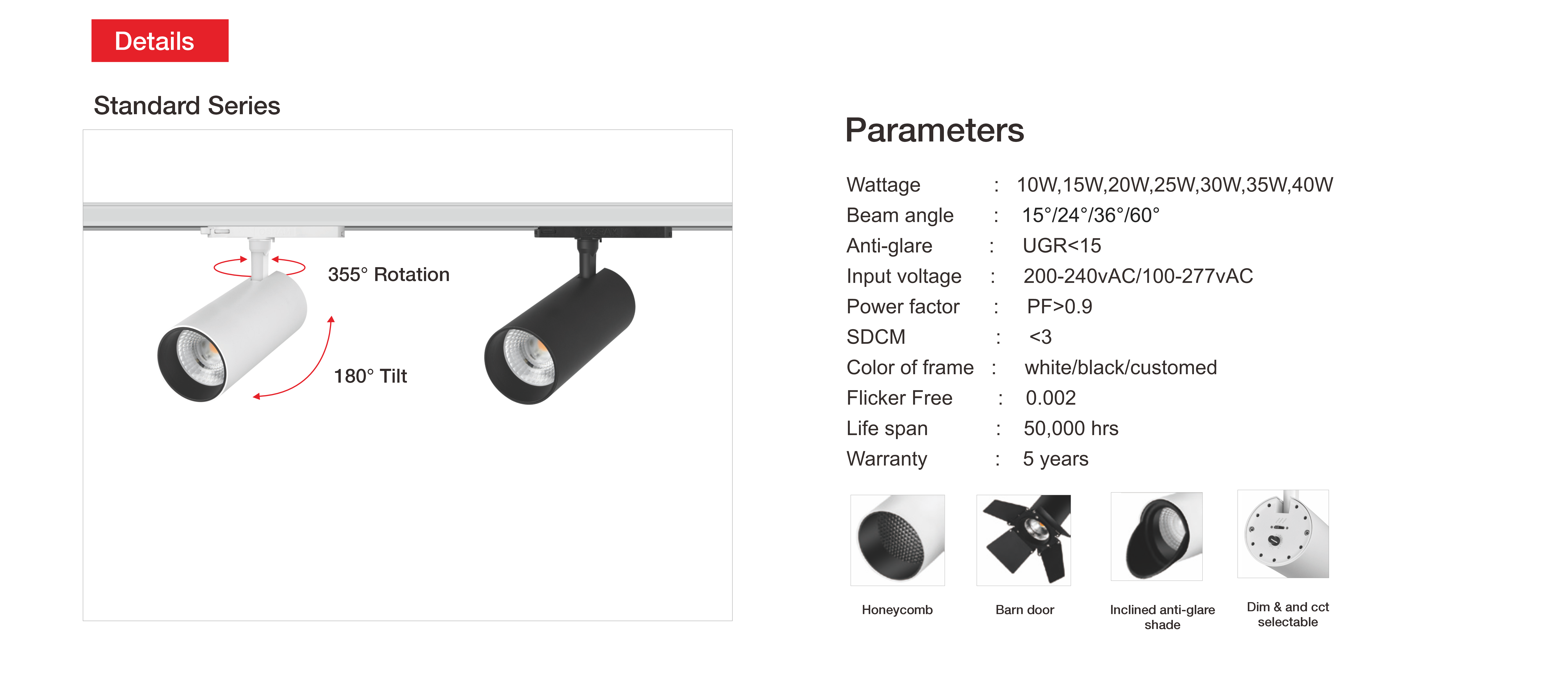 Custom 220v Industrial Zoomable Dimmable COB LED Spot Track Lighting System Modern Design Aluminum High CRI 90 5-Year Warranty