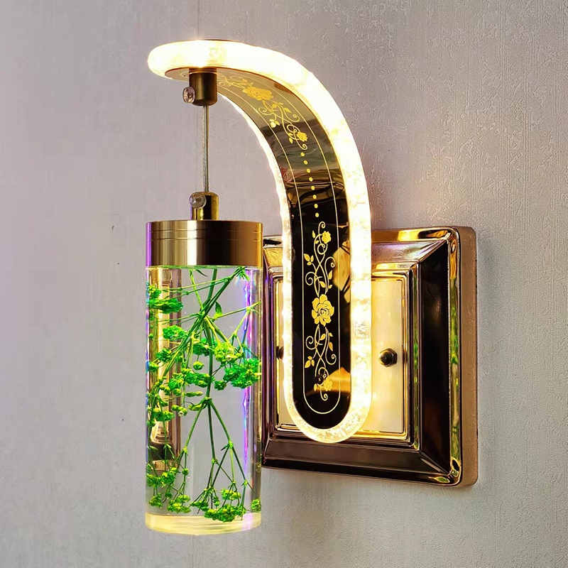Factory Wholesale Hot Sale New Design Dry Flower Acrylic Wall Bracket Lights Modern Small Wall Light Lamp