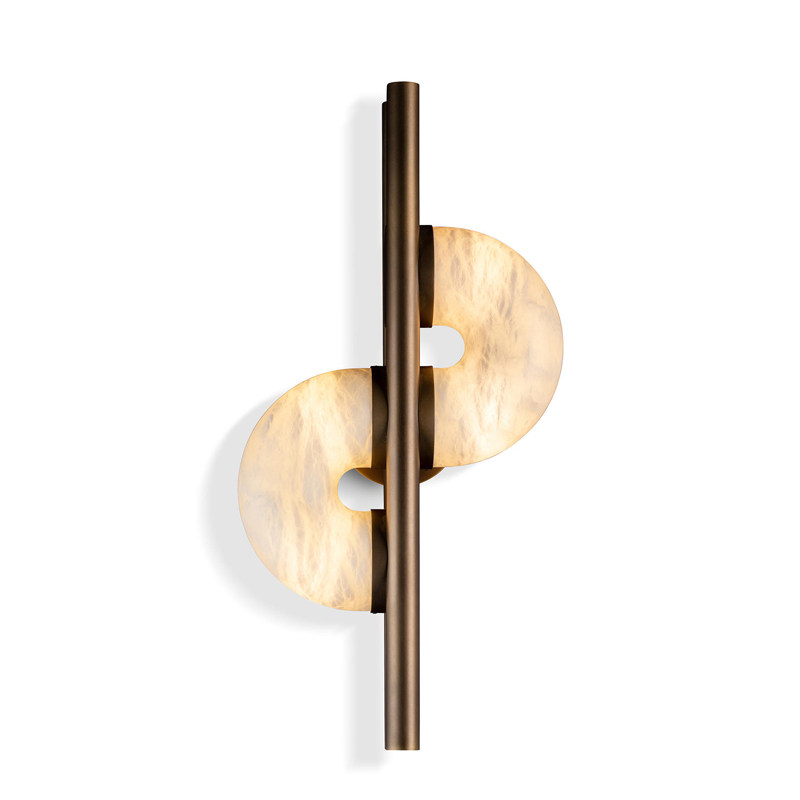 Light-luxury Marble Stainless Steel LED Wall Lamp Postmodernism Style Villa Hotel Bedside Table Living Room TV Backdrop Wall