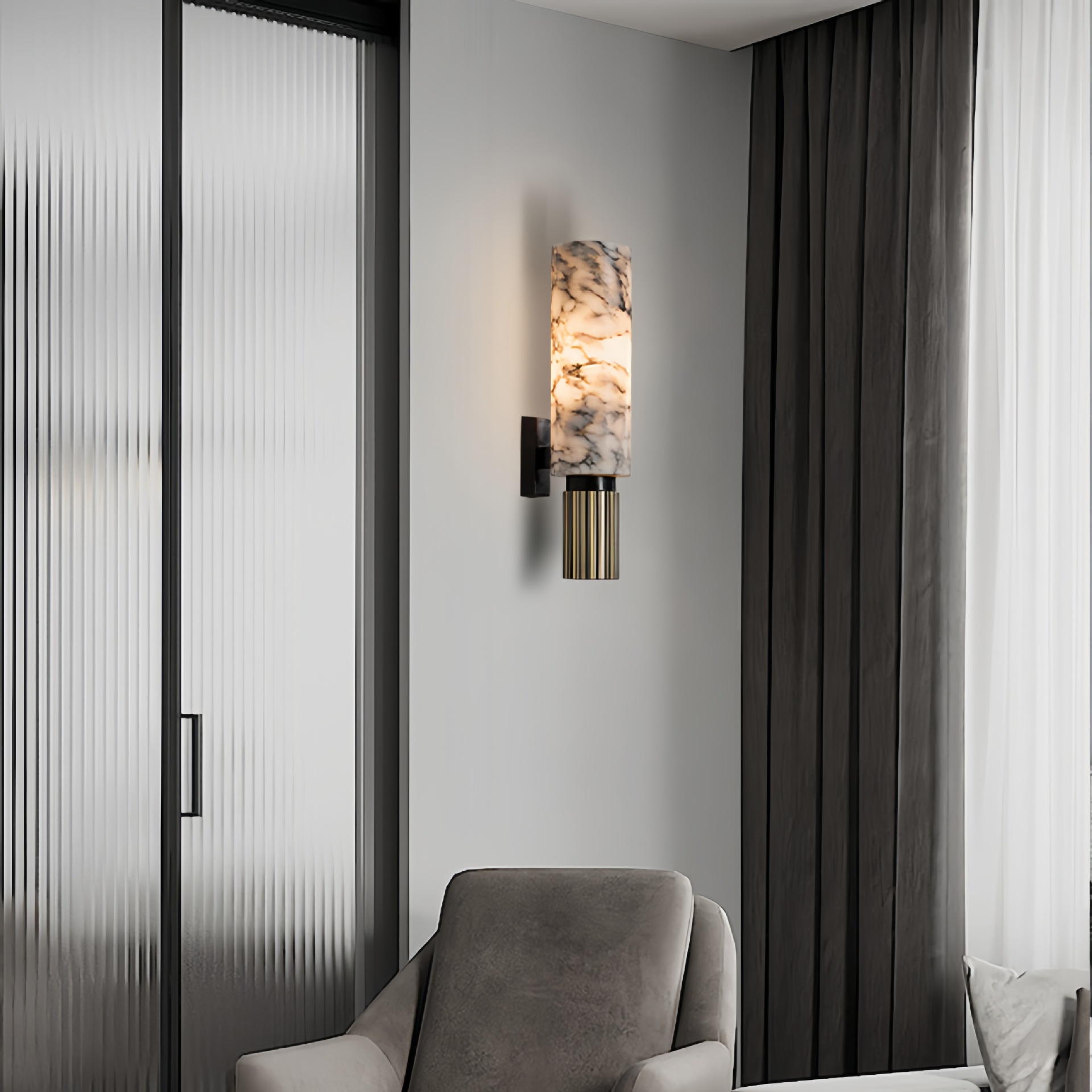 Minimalist Creative Alabaster Sconce Light Corridor Bedroom Bedside Marble Wall Lamps for Hotel