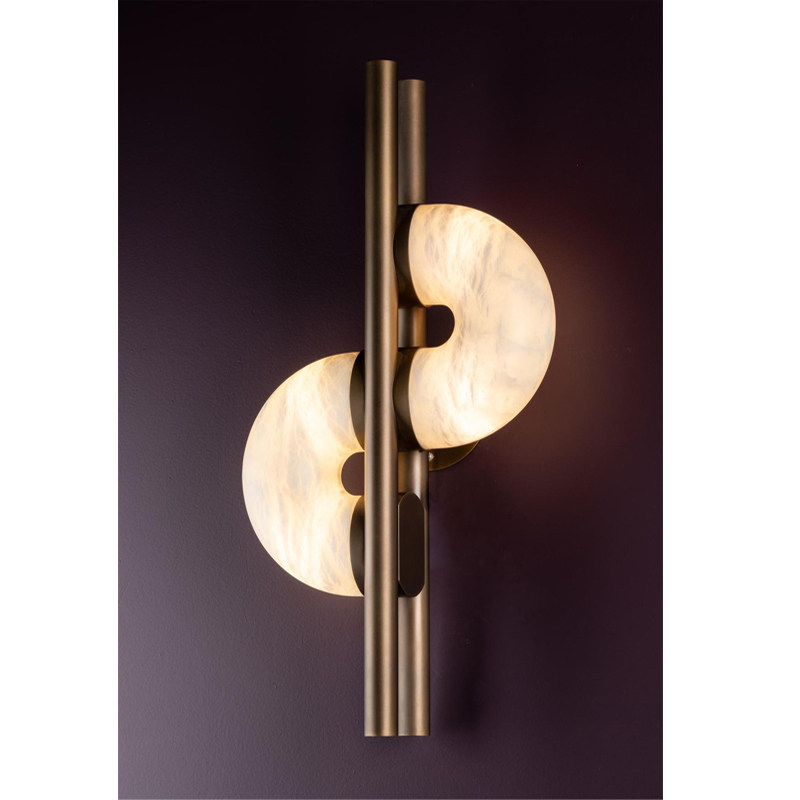 Light-luxury Marble Stainless Steel LED Wall Lamp Postmodernism Style Villa Hotel Bedside Table Living Room TV Backdrop Wall