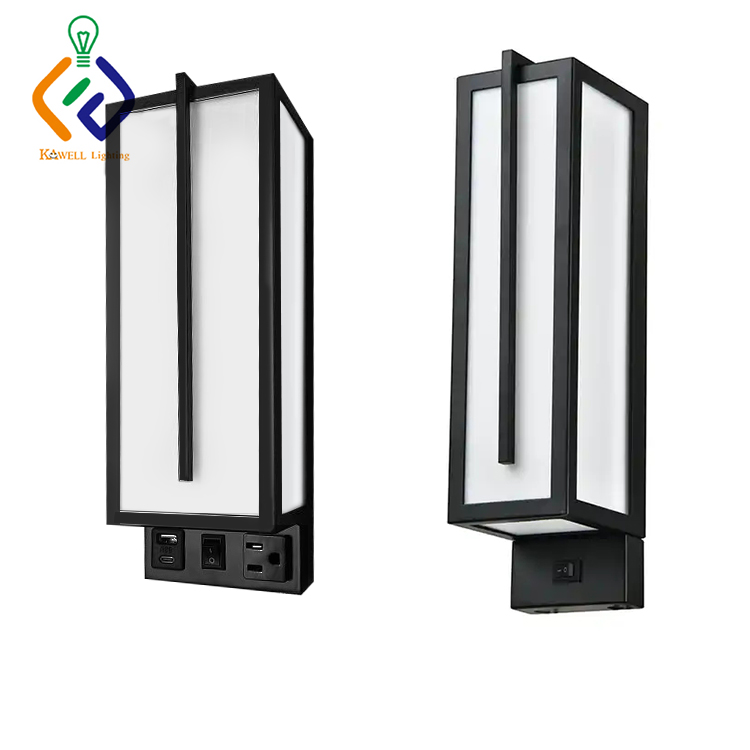 Motel 6 Gemini Matte Black Finish Headboard Light Acrylic Wall Sconce Led Indoor Room Wall Lamp for Hotel Living Room