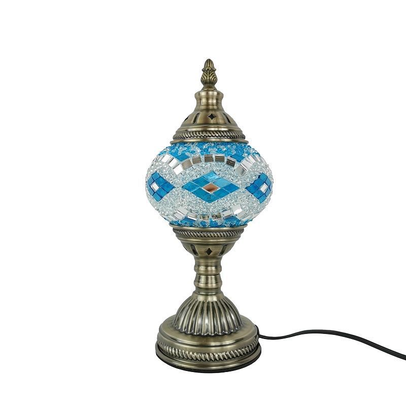 Handmade Modern Design DIY Turkish Mosaic Glass Lamp Bedside Table Lamp for Family Kids Couples Battery Interactive Gift Idea