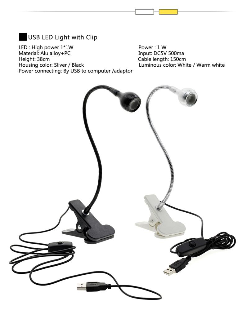 Wholesale USB Rechargeable LED Night Light Clip on Flexible Reading Light Bed Table Desk LED Book Lamp