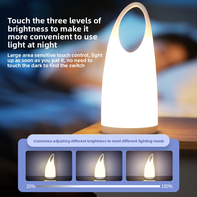 High-End Modern Rechargeable LED Warm White Touch-Type Plastic Portable Bedside Lamp Night Light Moon Atmosphere Mini Bedroom