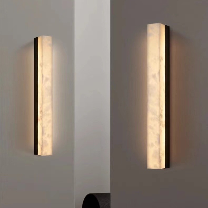 True Spanish Marble Wall Lamp All Copper Strip Sconce Living Room TV Porch Staircase Snowflake Gypsum Alabaster Wall Lamp