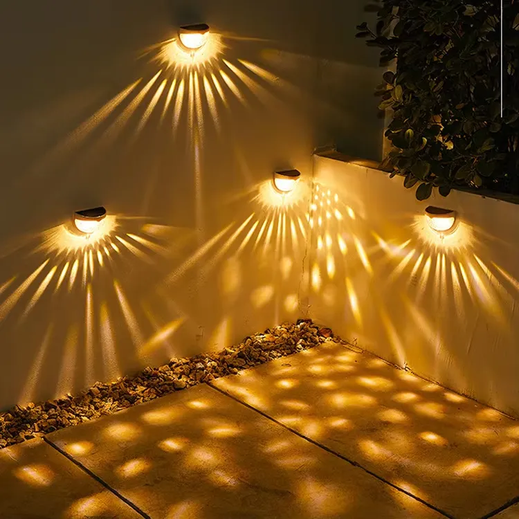 Solar LED Wall Light, Waterproof Outdoor Deck Step Lamp for Garden Fence Yard Decoration