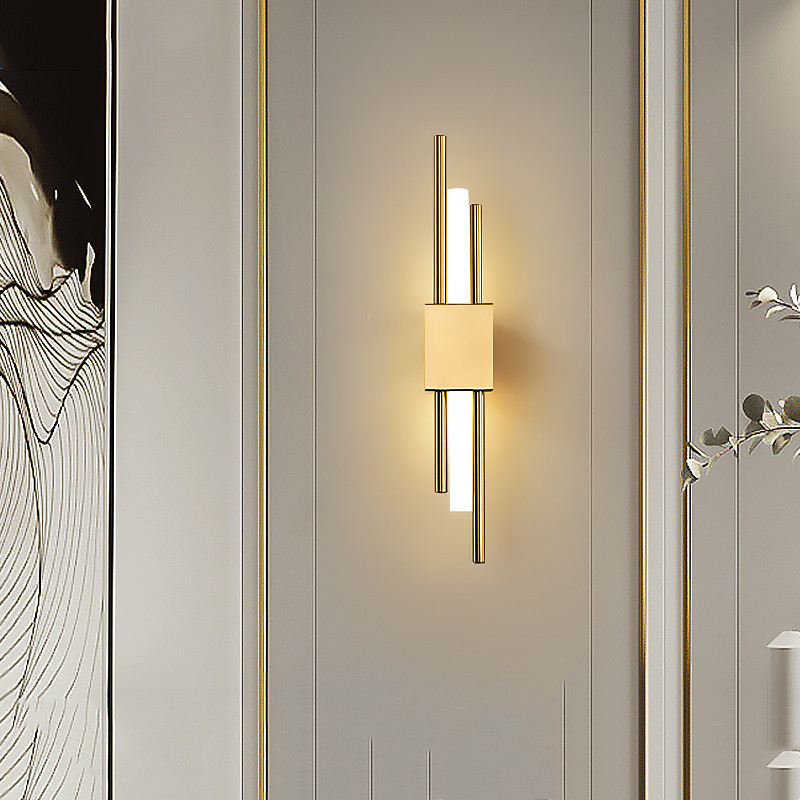 Nordic Gold Modern LED Warm White Iron Acrylic Wall Lamp with Frosted White Shade for Home Office Hotel Bedroom Living Room