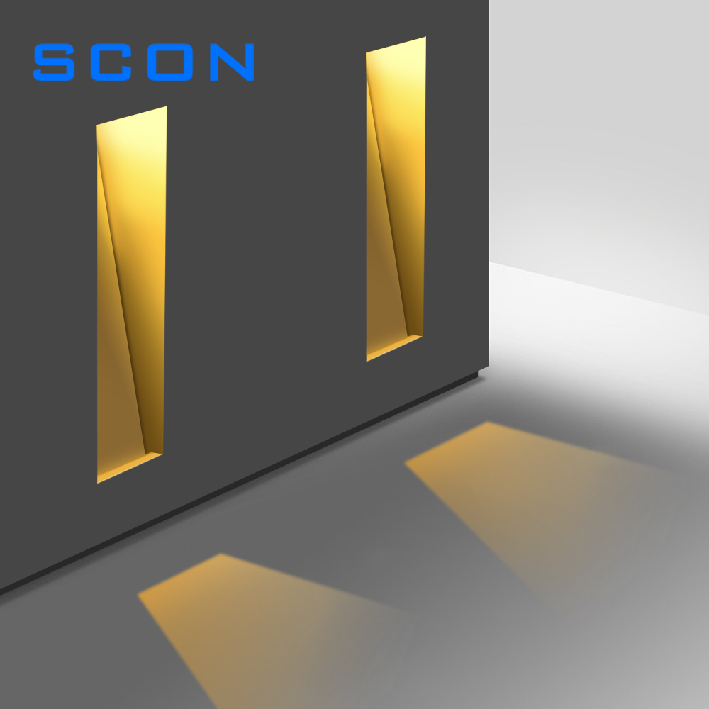 SCON Wall Lamp, US Stock Free Shipping &amp; No Tariff | Trimless 2W Recessed Stair Step Light with Custom Night Light for Hotel