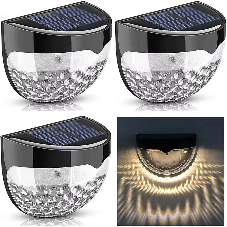 Solar LED Wall Light, Waterproof Outdoor Deck Step Lamp for Garden Fence Yard Decoration