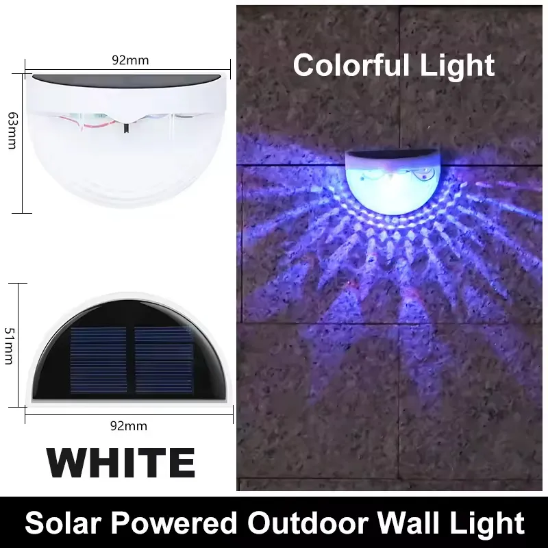 Solar LED Wall Light, Waterproof Outdoor Deck Step Lamp for Garden Fence Yard Decoration