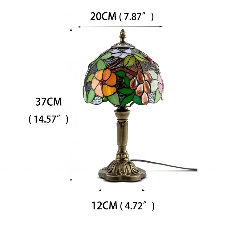 Hot Sale Modern Lamp Oval Stained Glass Lampshade Crystal Antique Table Reading Light for Living Bedside Bedroom Cafe