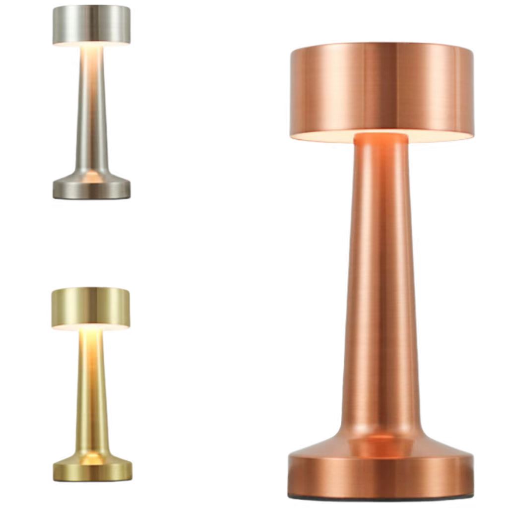USB Port Bedside Table Lamp Battery Operated Cordless 3 Way Dimmable Light Dumbbell Shaped Cafe Decor Metal Rechargeable Bedside
