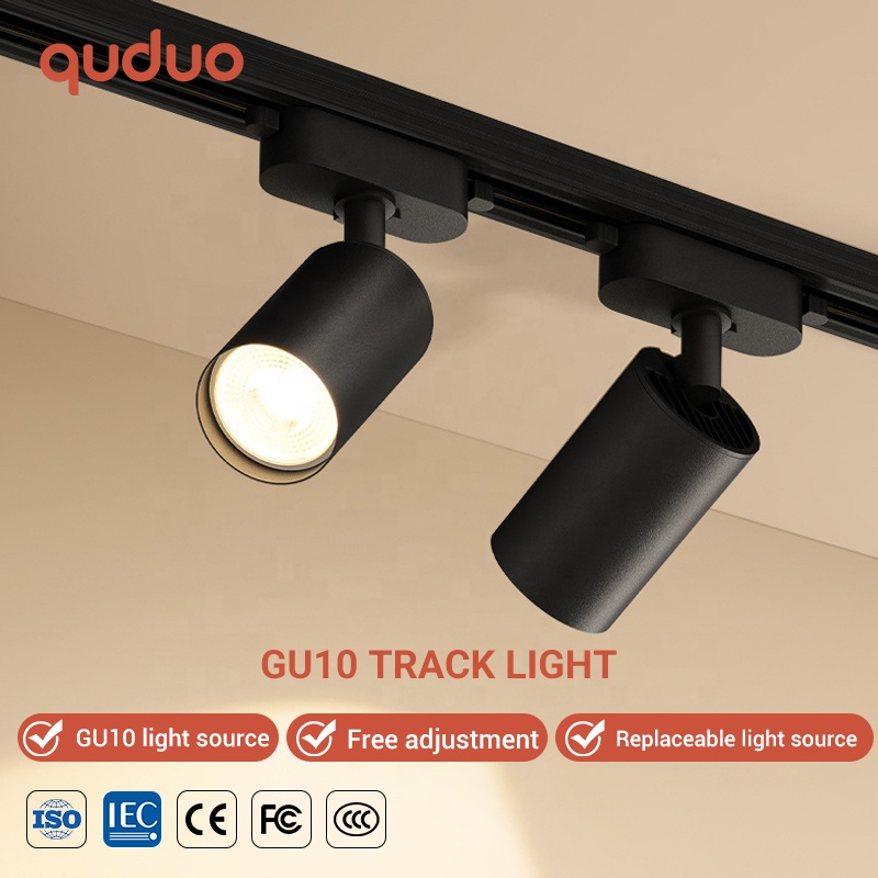 High Brightness Commercial Lighting Store Home Black White Rail System Iron Ceiling GU10 5W 7W LED Track Light