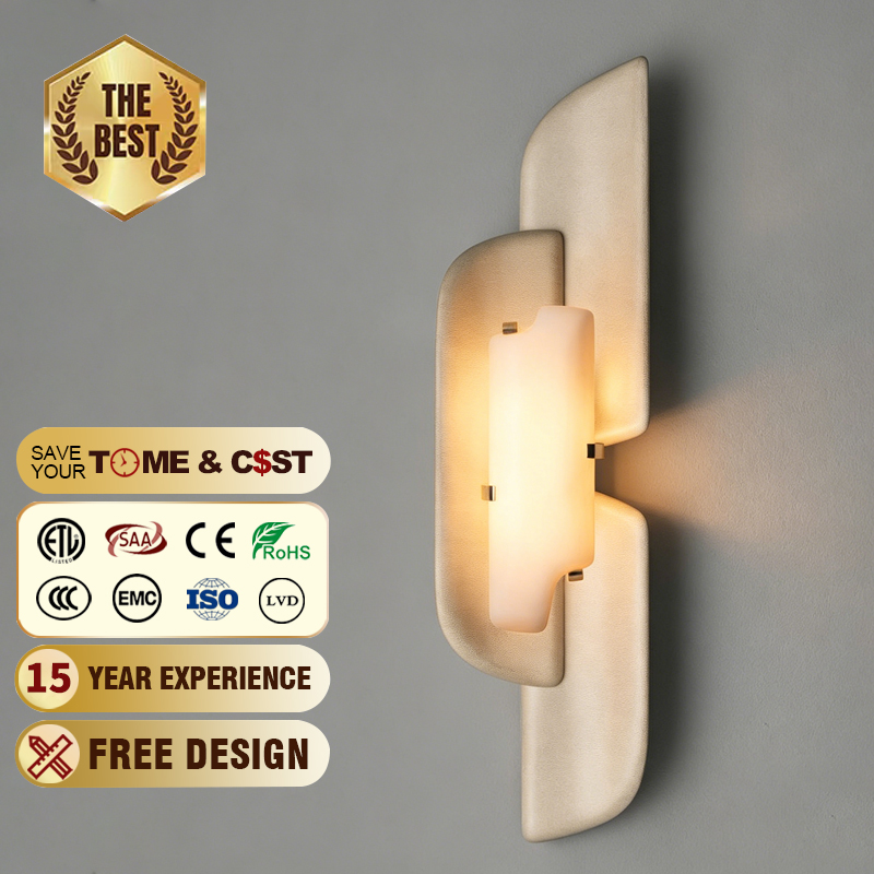 French-style Light-Luxury Construction for Living Dining Bedrooms Studies Wabi-Sabi Designer LED Wall Sconce Marble