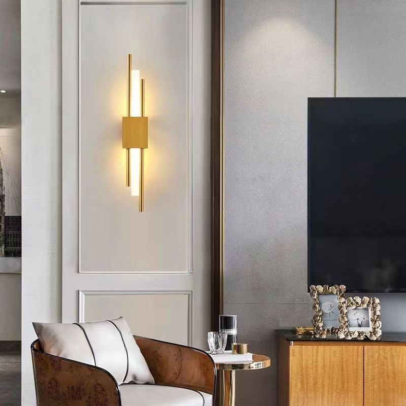 Nordic Gold Modern LED Warm White Iron Acrylic Wall Lamp with Frosted White Shade for Home Office Hotel Bedroom Living Room