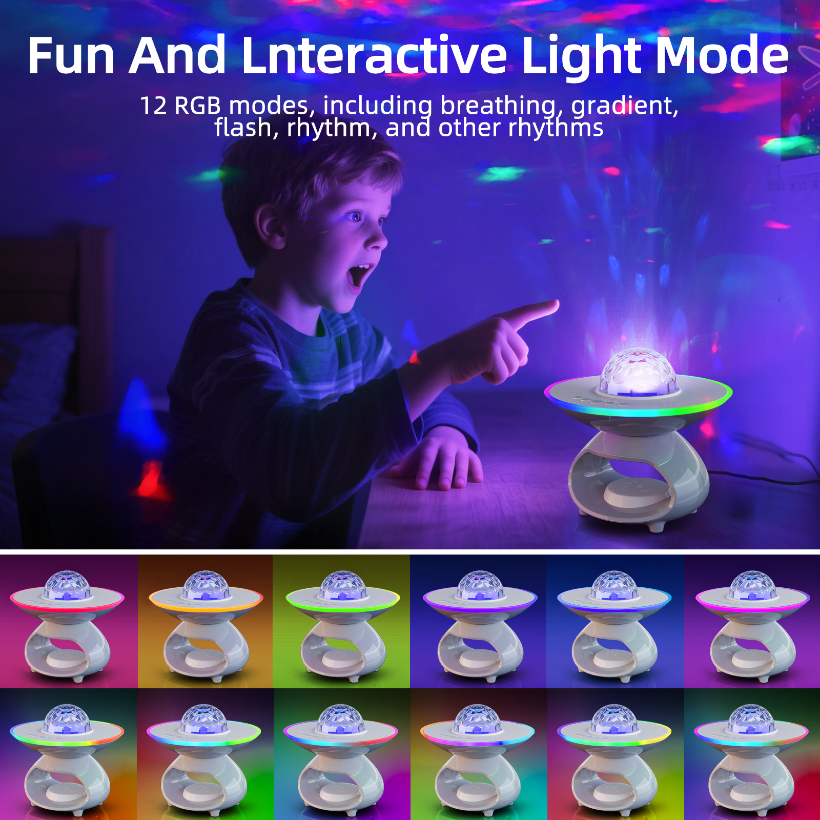 Smart Wireless Phone Charging Desk Lamp USB Rechargeable RGB Projectors Night Light Music Speaker Bedroom Bedside Led Table Lamp