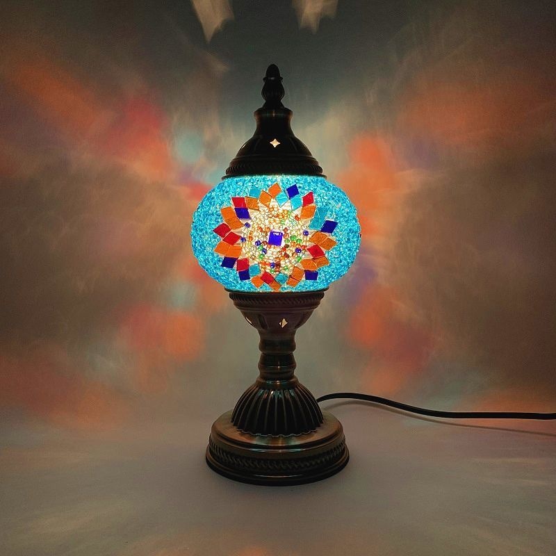 Handmade Modern Design DIY Turkish Mosaic Glass Lamp Bedside Table Lamp for Family Kids Couples Battery Interactive Gift Idea