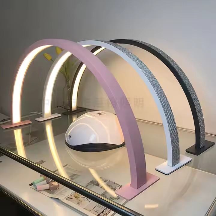 75CM Half Moon Light Desktop Manicure U-shape Shaped LED Eyelash Photography Beauty Nail Lamp for Desk 39W Table Luz Media Luna