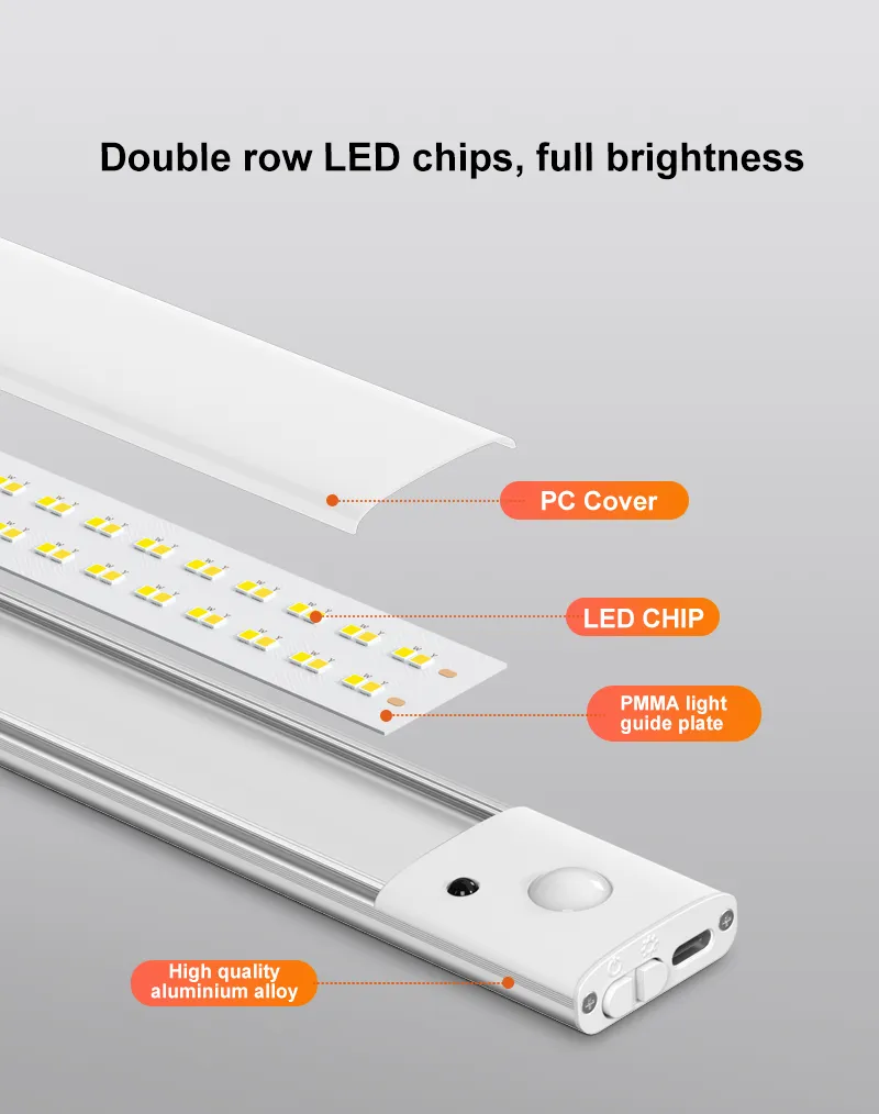 Indoor Lighting Rechargeable Magnetic 3CCT PIR Motion Sensor Night Lamp Backlit Flood LED Cabinet Light for Kitchen Bedroom Wall