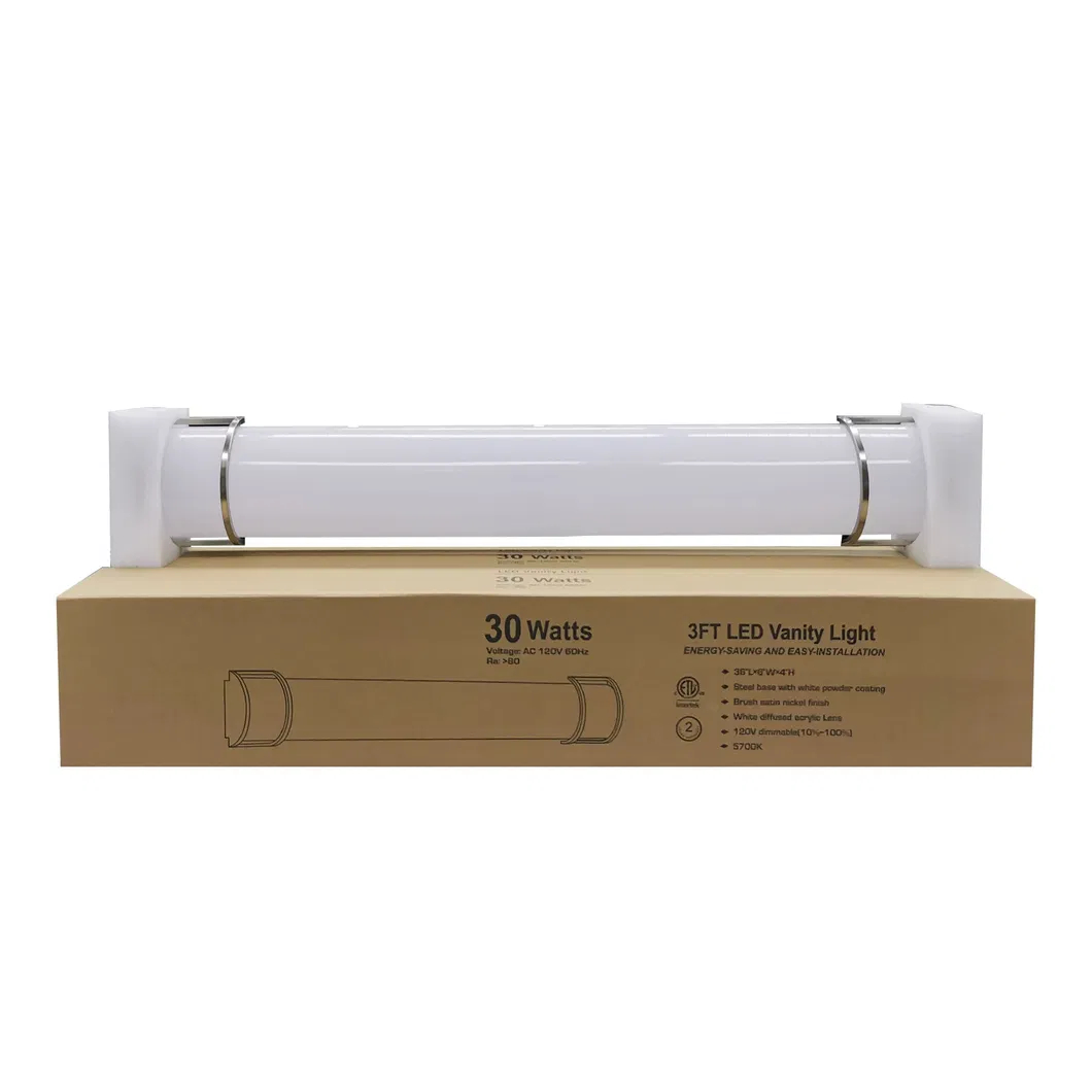Best Selling Brushed Nickel Color 24inch 36inch 48inch 3CCT Select Bathroom LED Vanity Light
