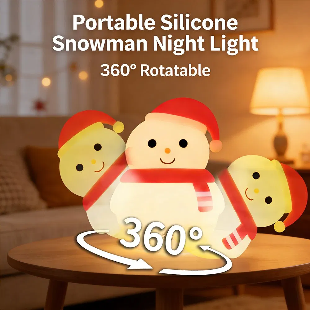 116 Snowman Silicone Lamp 360° Rotatable Rechargeable Kids Night Light Christmas Decor Light