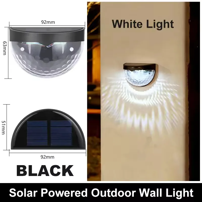 Solar LED Wall Light, Waterproof Outdoor Deck Step Lamp for Garden Fence Yard Decoration