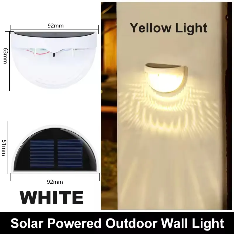 Solar LED Wall Light, Waterproof Outdoor Deck Step Lamp for Garden Fence Yard Decoration