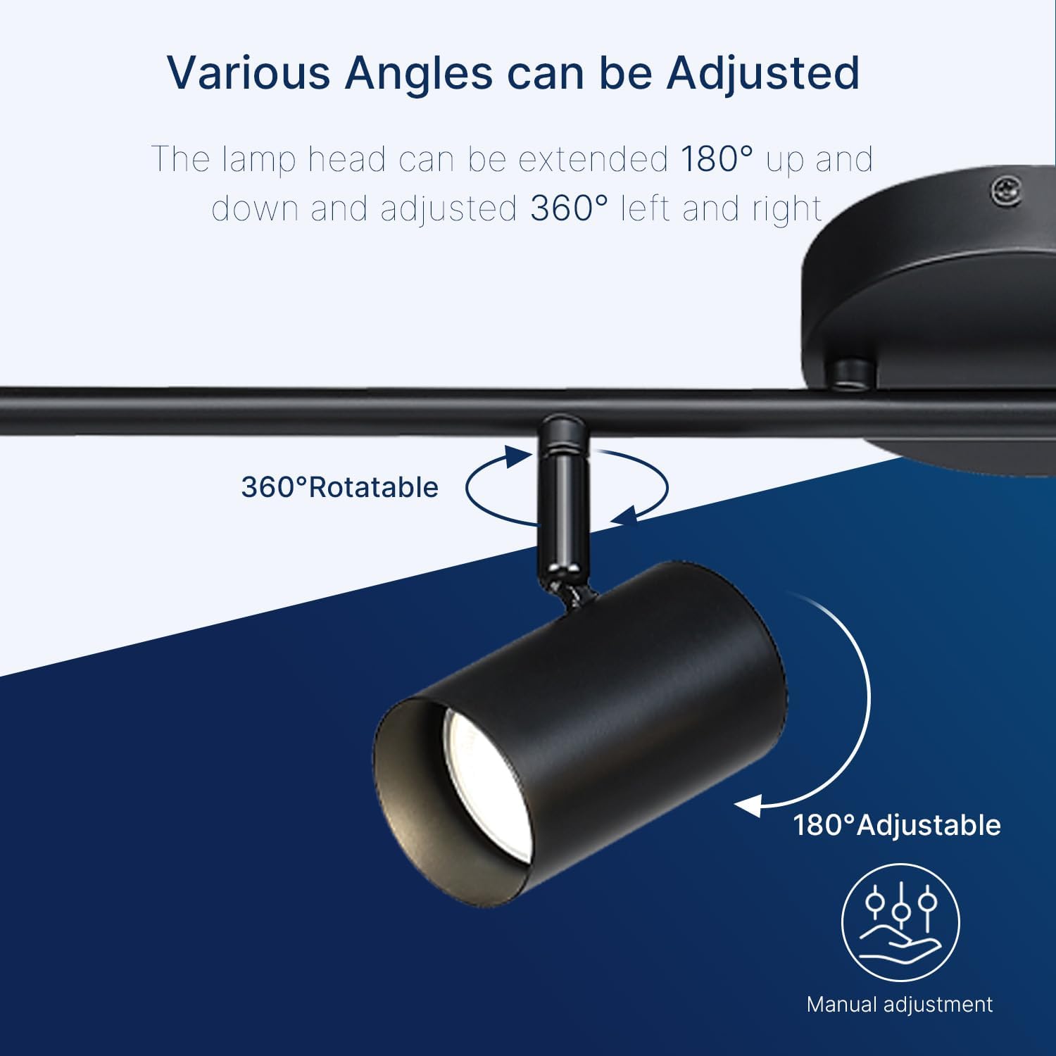 Modern 4-Light COB LED Track Lighting Ceiling Fixture Black Adjustable Track 360 Rotatable Heads Spotlight High CRI 90 Dimmable